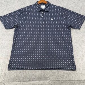 American Fit Mens XL Navy Blue Anchor Ship Wheel Nautical Print Golf Polo Shirt